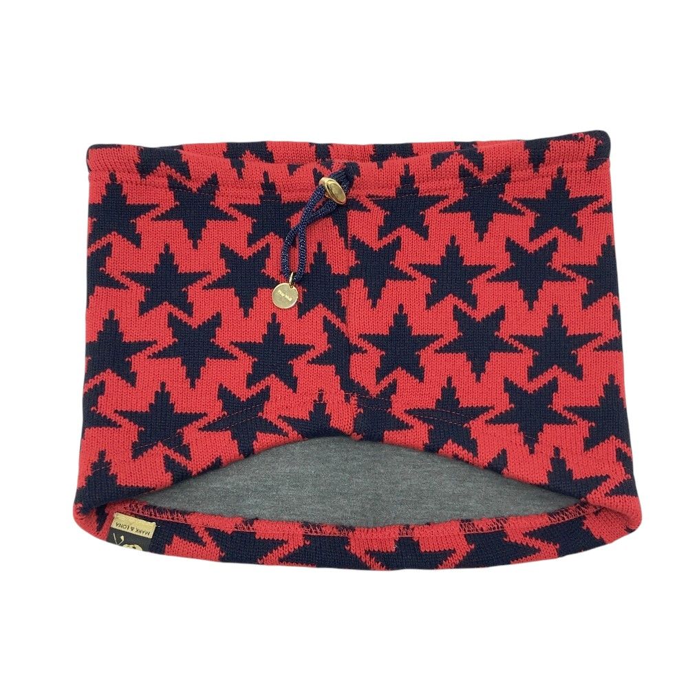 MARK&LONA マークアンドロナ ネックウォーマー 星 総柄 レッド系 F