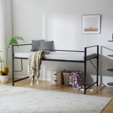 高さ110 cm ロフトベッド パイプベッド シングル システムベッド ロータイプ 収納 北欧風 大人 一人暮らし スチール 耐震 ベッド White N