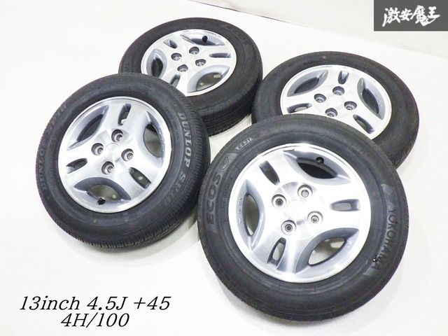 歪み無し ダイハツ純正 13インチ 4.5J 45 4穴 PCD100 ホイール 4本 アトレー ムーヴ ハイゼット 軽自動車 145|80R13付 棚1H11