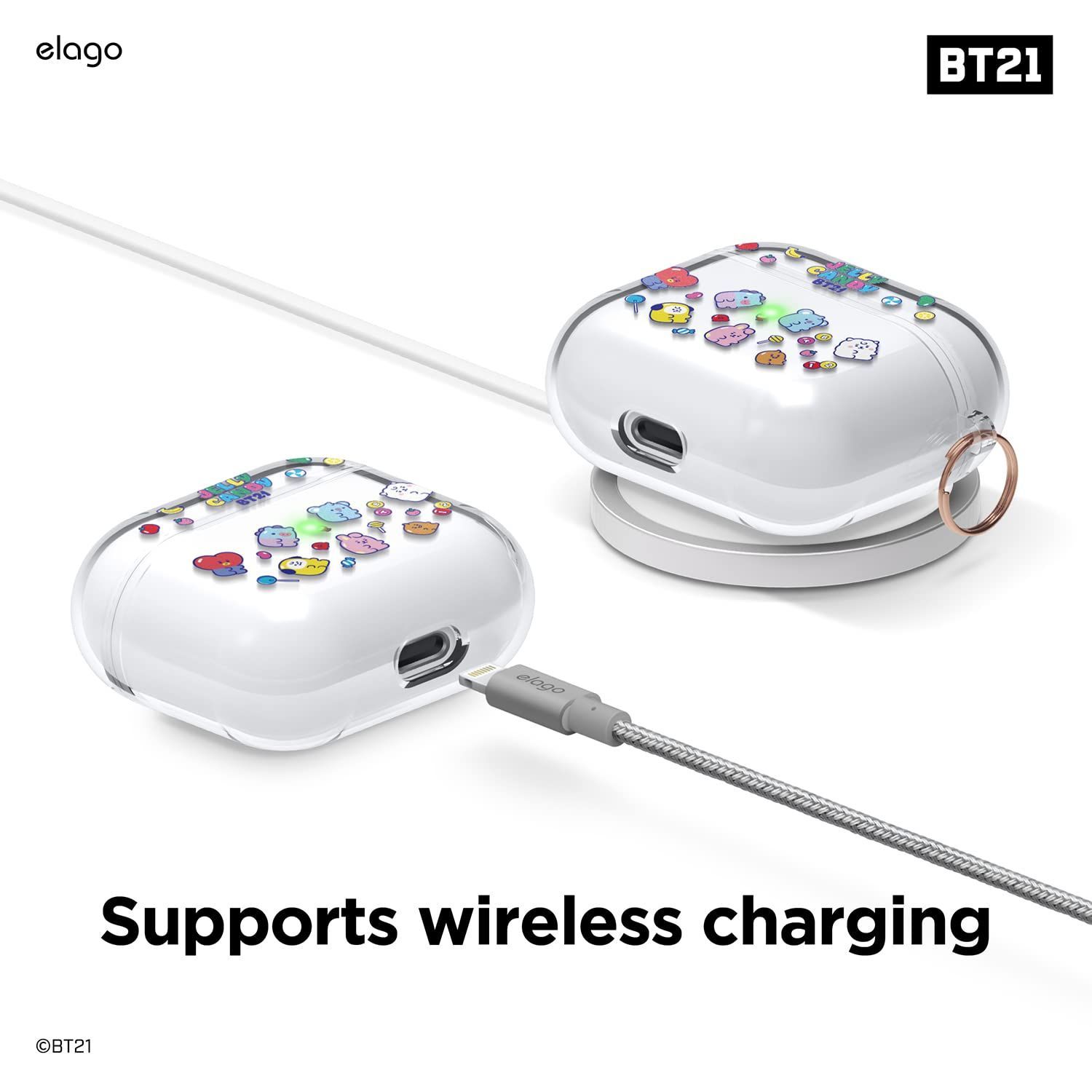 Elago BT21 ケース Apple AirPods第3世代ケース対応 クリアケース キー