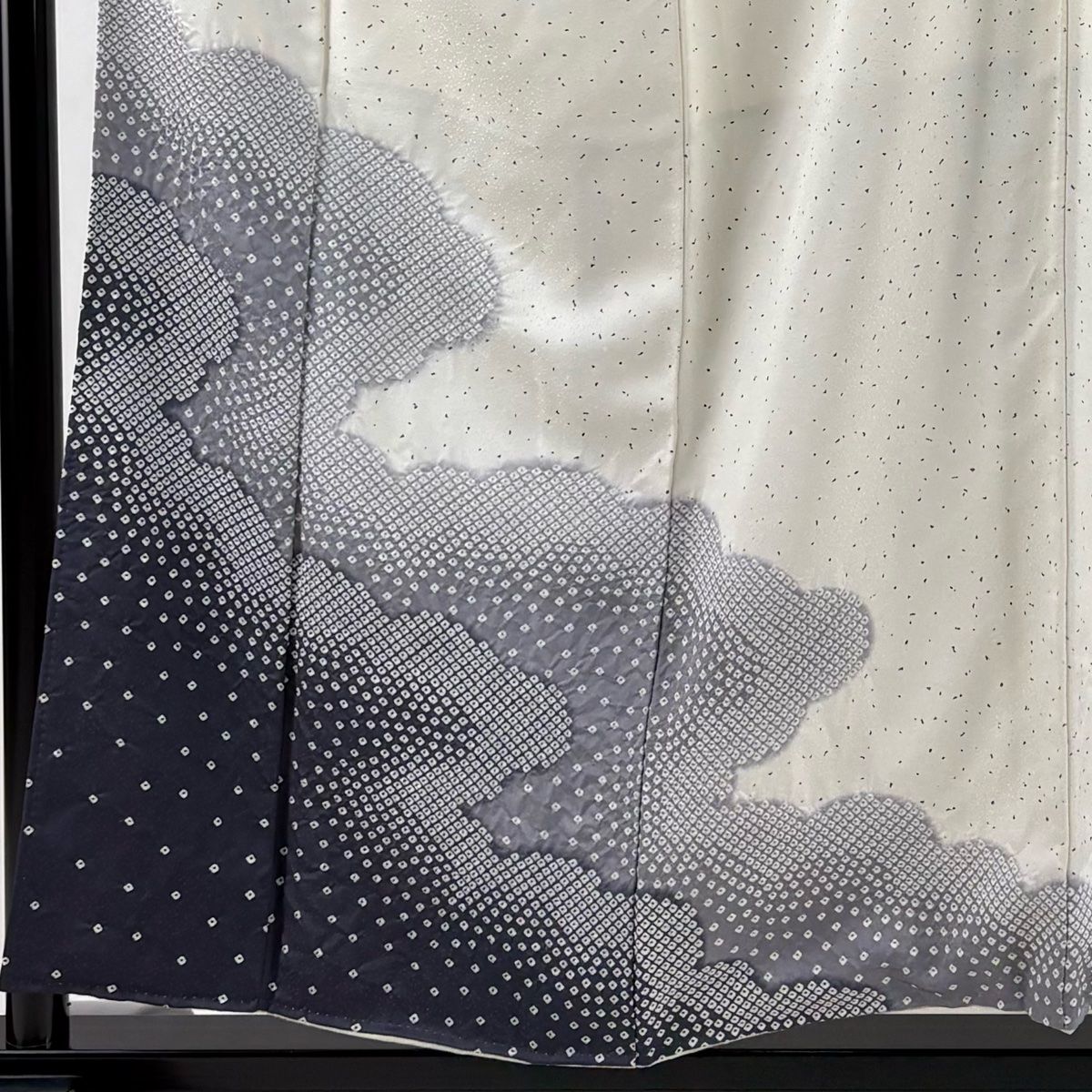 訪問着 身丈155.5cm 裄丈63cm S 袷 雲文 幾何学 染め分け クリーム 正絹 秀品