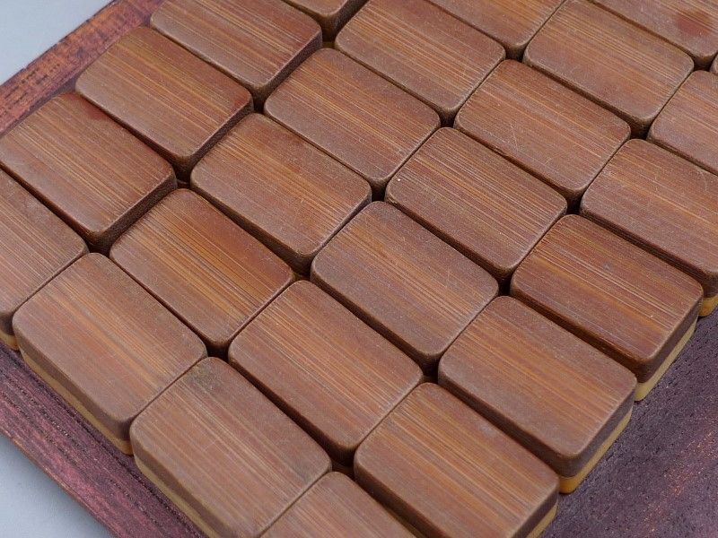 中国古玩 唐物 背竹骨牌 麻雀牌 唐木箱付 時代物 骨象嵌 骨製