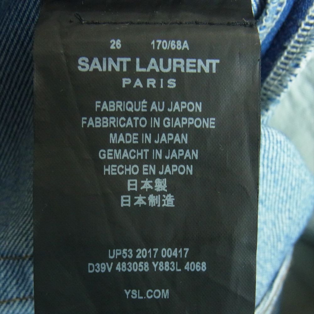 SAINT LAURENT サンローラン 483058 Y883L 国内正規品 バックロゴ刺繍 スキニー デニム パンツ インディゴブルー系  26【中古】