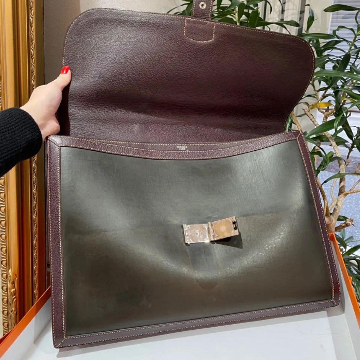 美品】HERMES エルメス サック ア デペッシュ41 アマゾニア×ブッフルスキッパー ダークブラウン シルバー金具 C刻印□ ヴィンテージ 中古  コンビ 書類バッグ ブリーフケース ハンドバッグ トートバッグ ビジネスバッグ メンズ ブランド レザー - メルカリ