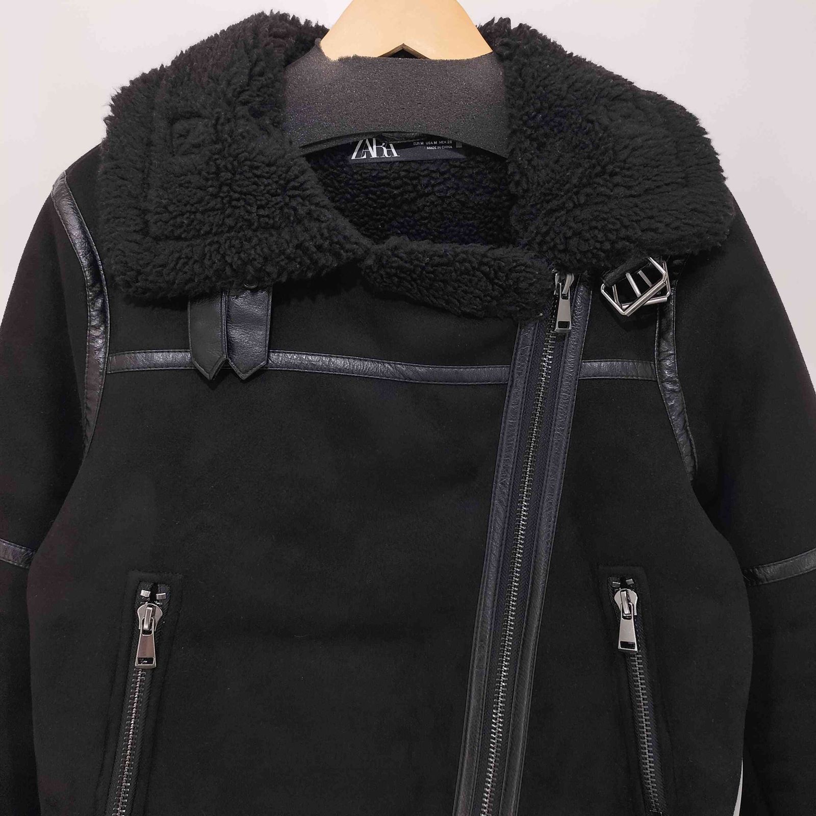 ザラ ZARA ダブルライダース ムートンジャケット レディース