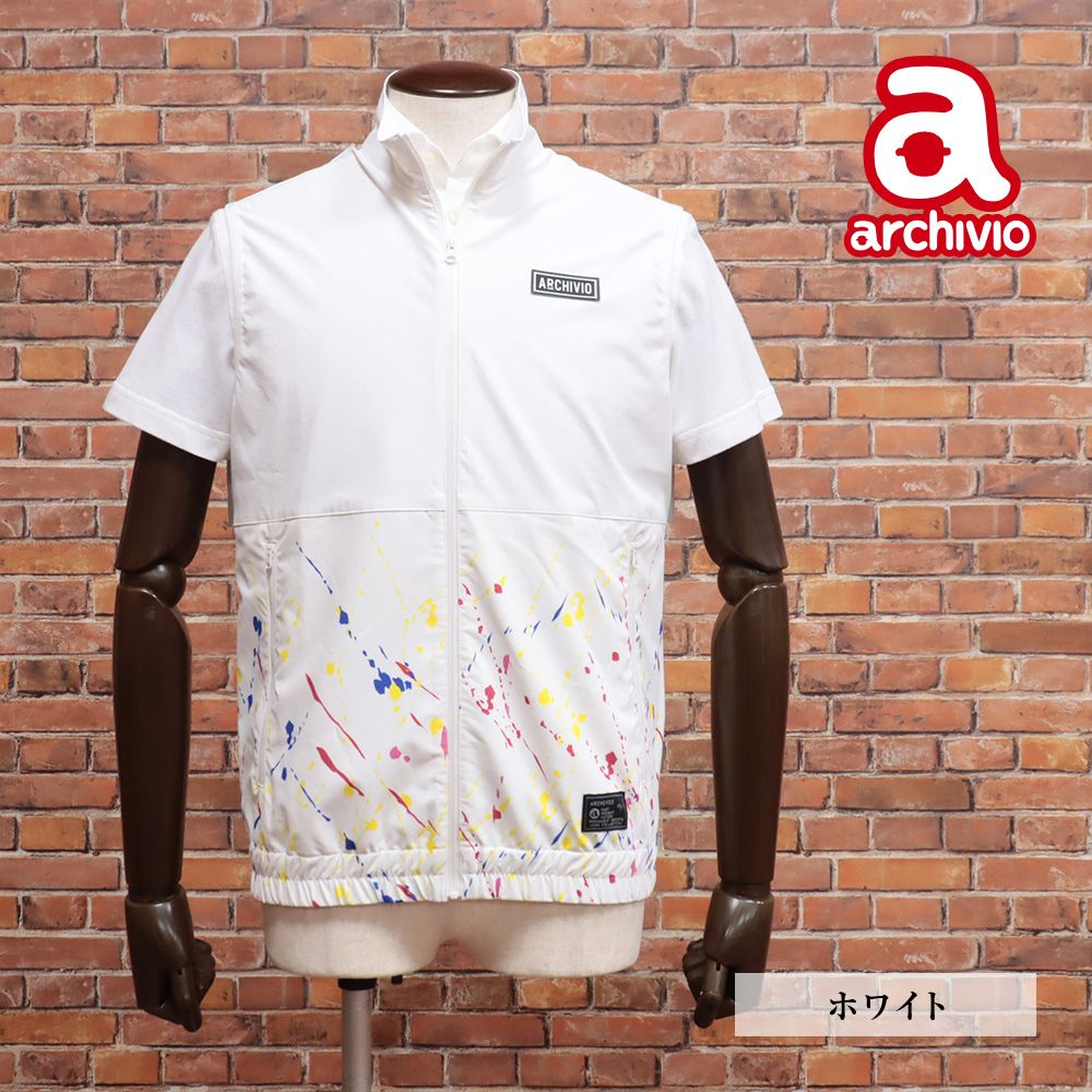 archivio/46サイズ/ベスト A324904 撥水 ＵＶカット ゴルフウェア チョッキ ジレ アルチビオ 新品/白/ホワイト/kc198/