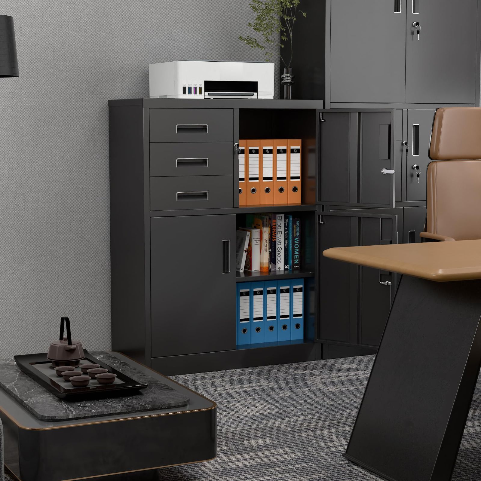 3段引き出し付き