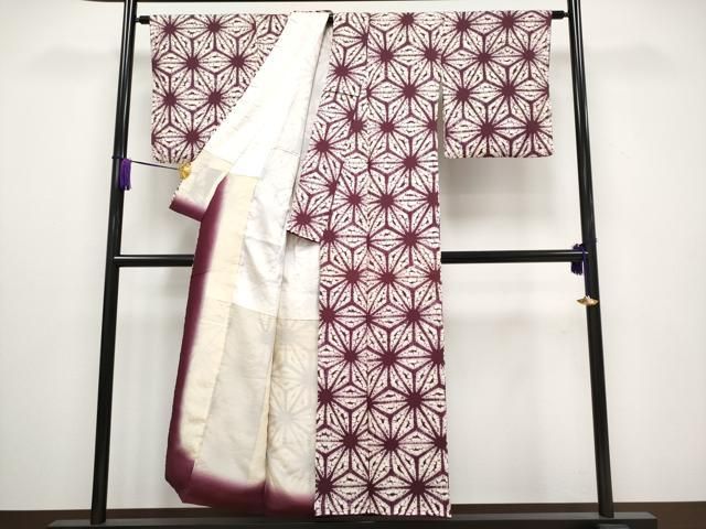 平和屋本店□極上 紫根染 小紋 麻の葉文様 逸品 CYAA3047s5