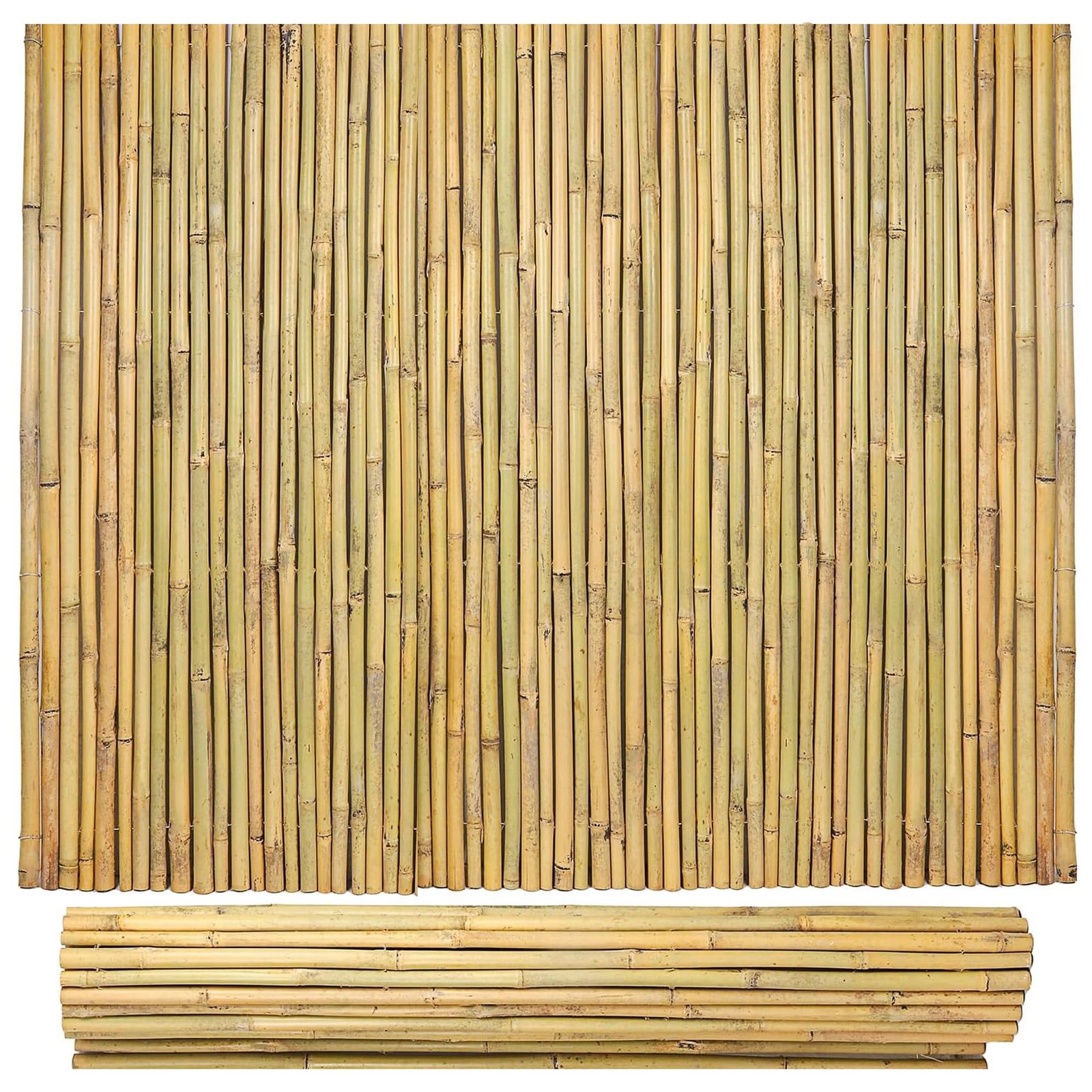 竹フェンス 1.2M高さ x 2.4M 長さ 天然竹製 竹の直径 20 mm 竹製 目隠しフェンス 竹垣 ベランダ柵 屋内仕切り装飾ロールフェンス DIY 庭作り