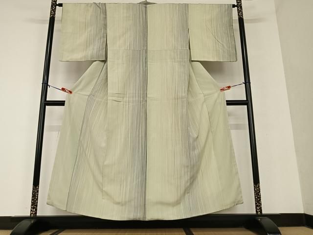 平和屋着物○本塩沢 やまだ織 縞 SOME NO OUMI謹製 正絹 逸品  