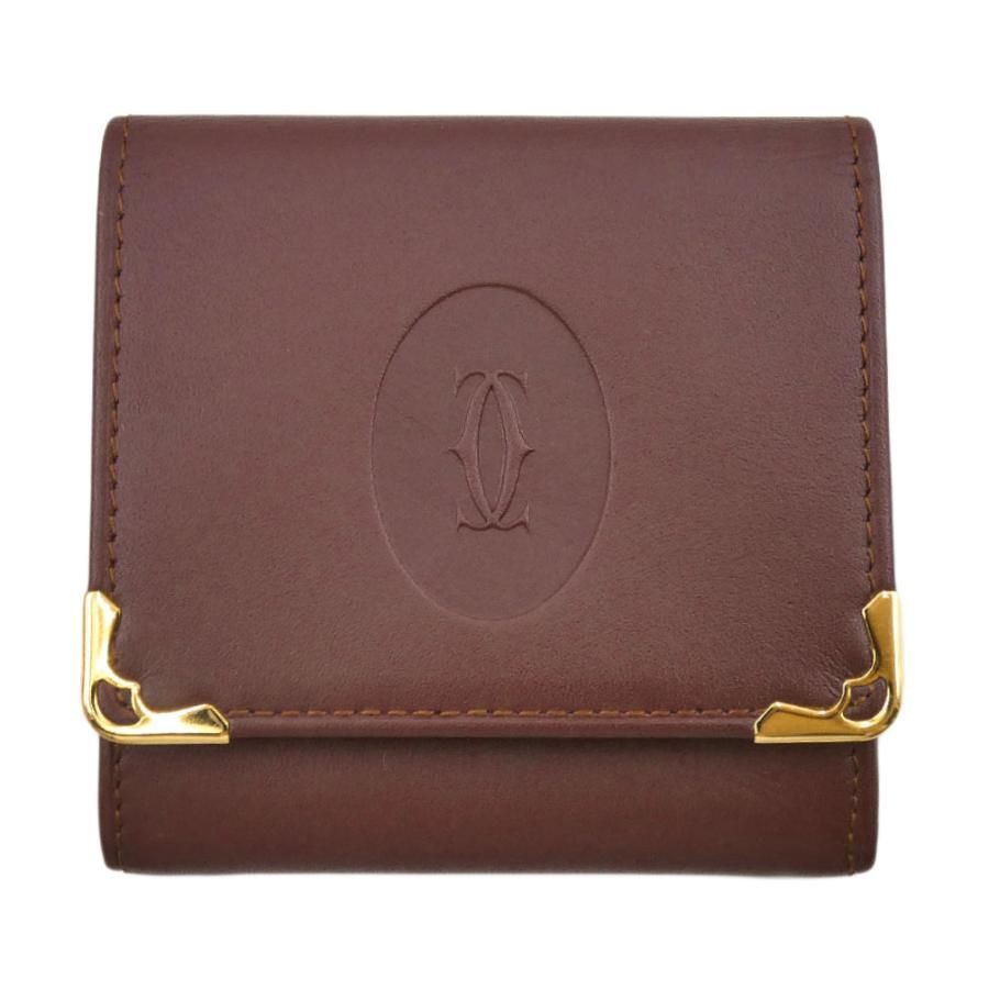 未使用 カルティエ 財布 Cartier レザー マストライン 二つ折り コイン  