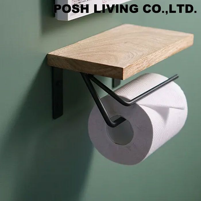 トイレットペーパーホルダー アンティーク アイアン おしゃれ シングル 黒 ブラック 41282 ペーパーホルダー アイアンペーパーホルダー 木 ウッド DIY リフォーム トイレ サニタリー 収納 アンティーク風 ナチュラル インテリア 雑貨