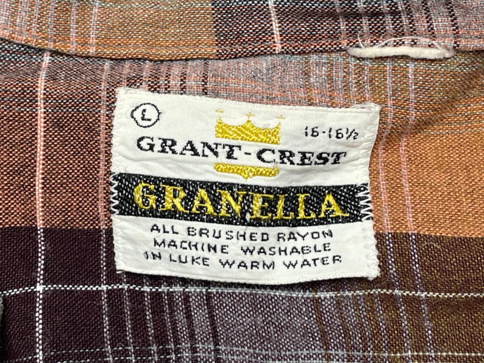 60s GRANT-CREST GRANELLA オンブレチェック レーヨン ボックスシャツ 