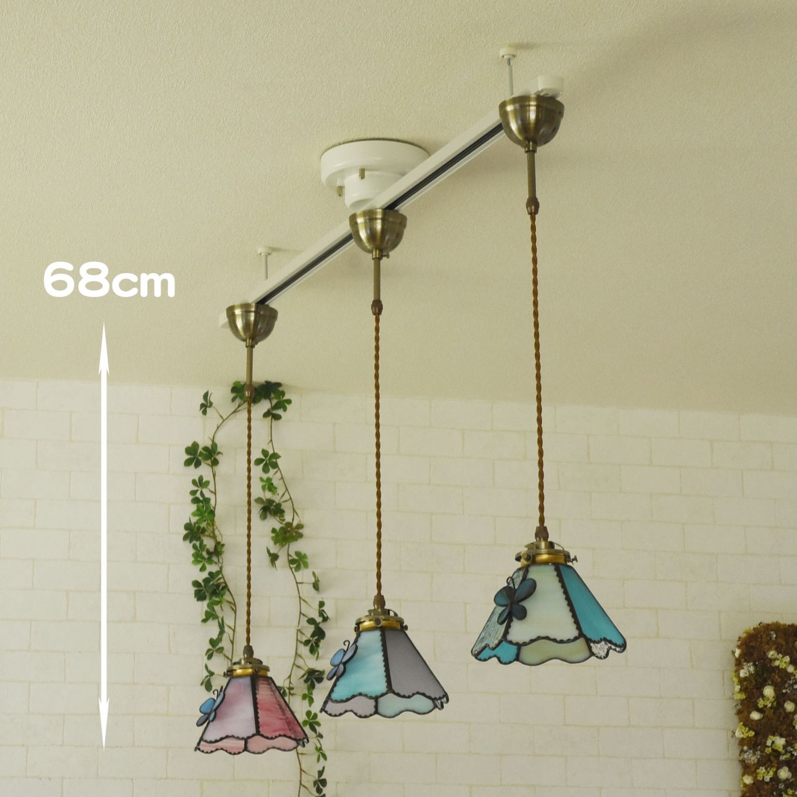 セール⭐︎ペンダントライトステンドグラス⭐︎日本製 Papillon Bleu ペンダントライト ステンドグラス 日本製 Papillon Bleu ガラス