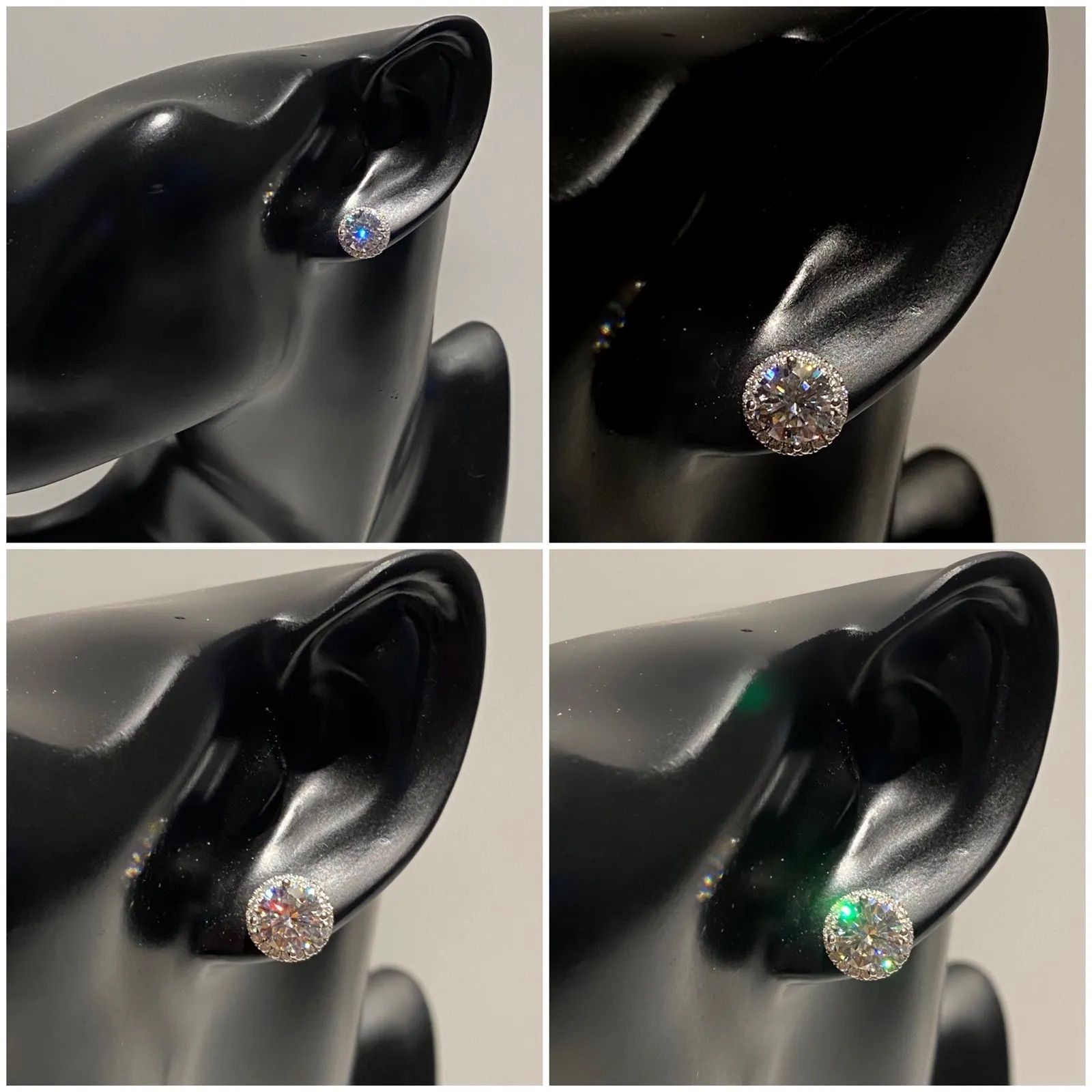 2.2ct 片耳用ピアス 最高級グレードモアサナイト プラチナメッキ 