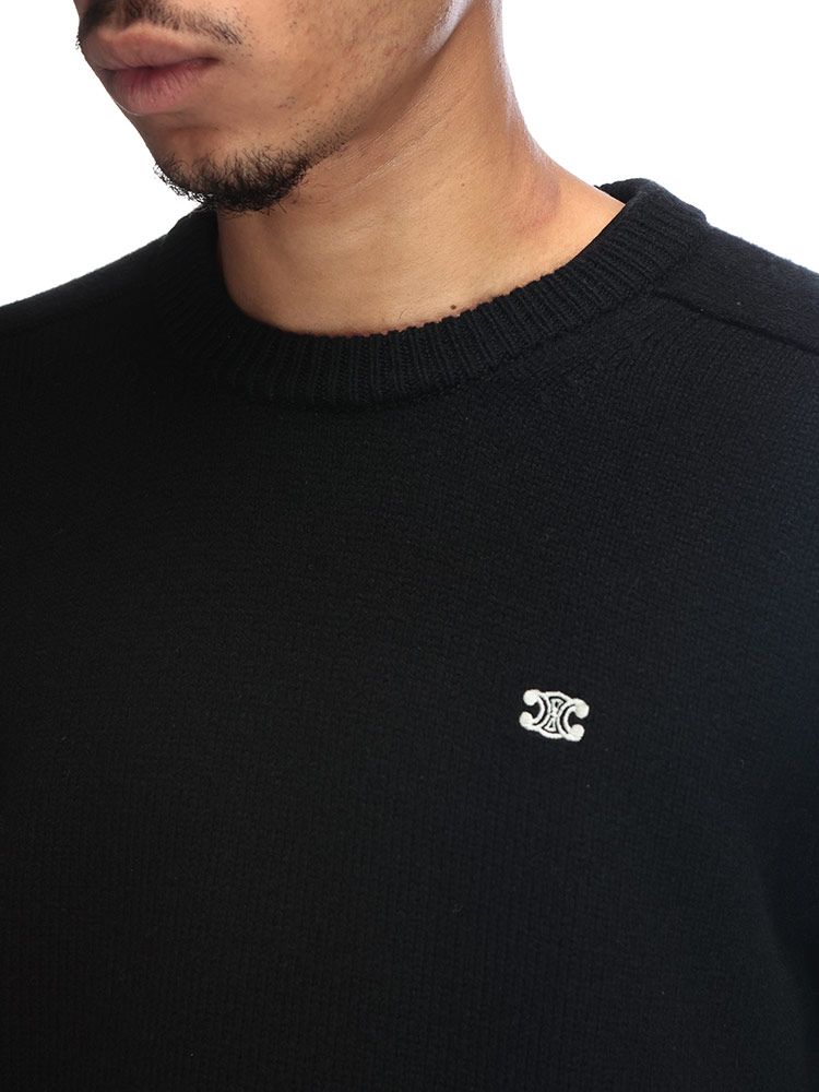 CELINE (セリーヌ) カシミヤ混 ワンポイント クルーネック ニット