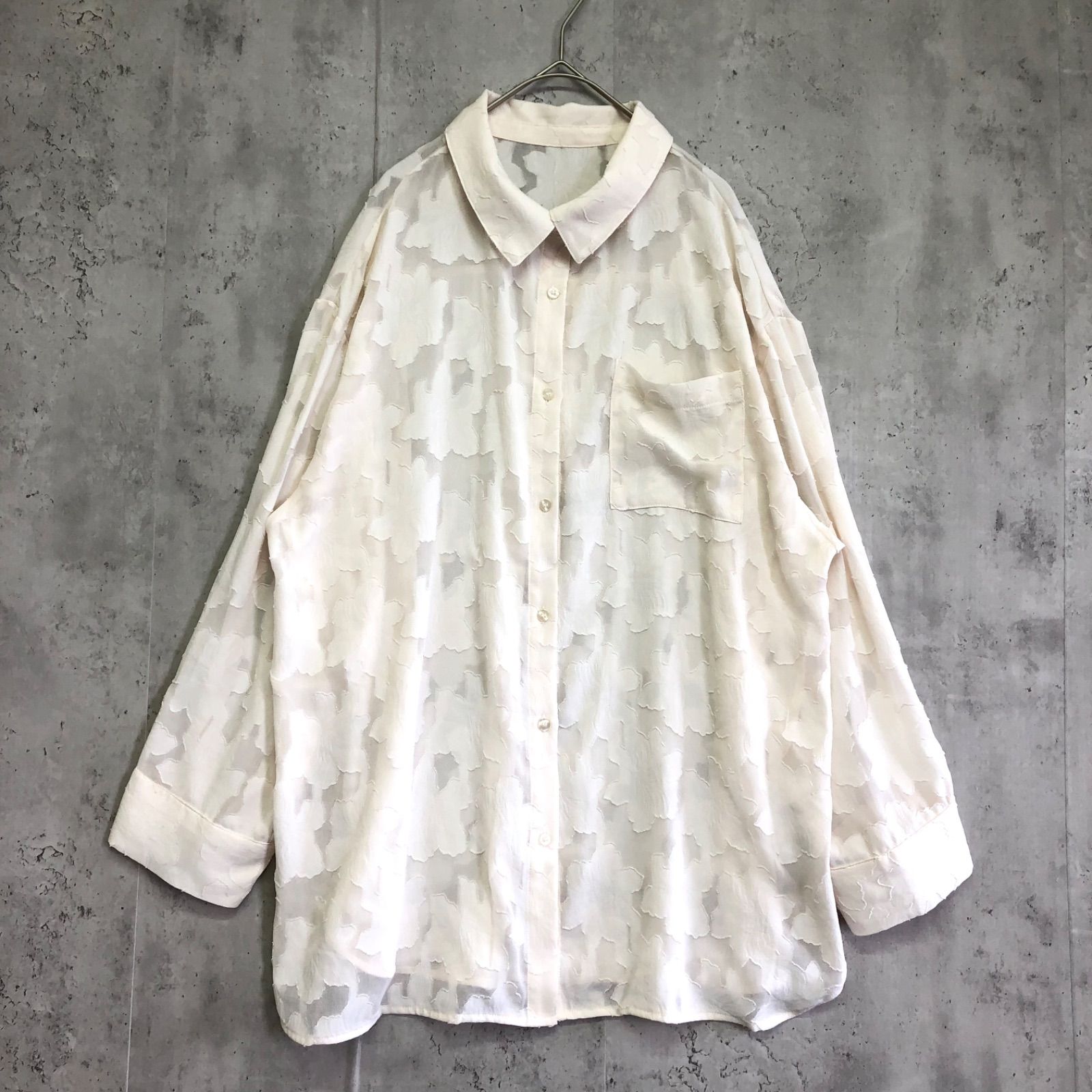 archives アルシーヴ オーバーシアーシャツ オフホワイト 花柄 