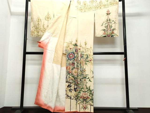 平和屋着物□訪問着 花唐草文 金彩 正絹 逸品 AAAT5464ph