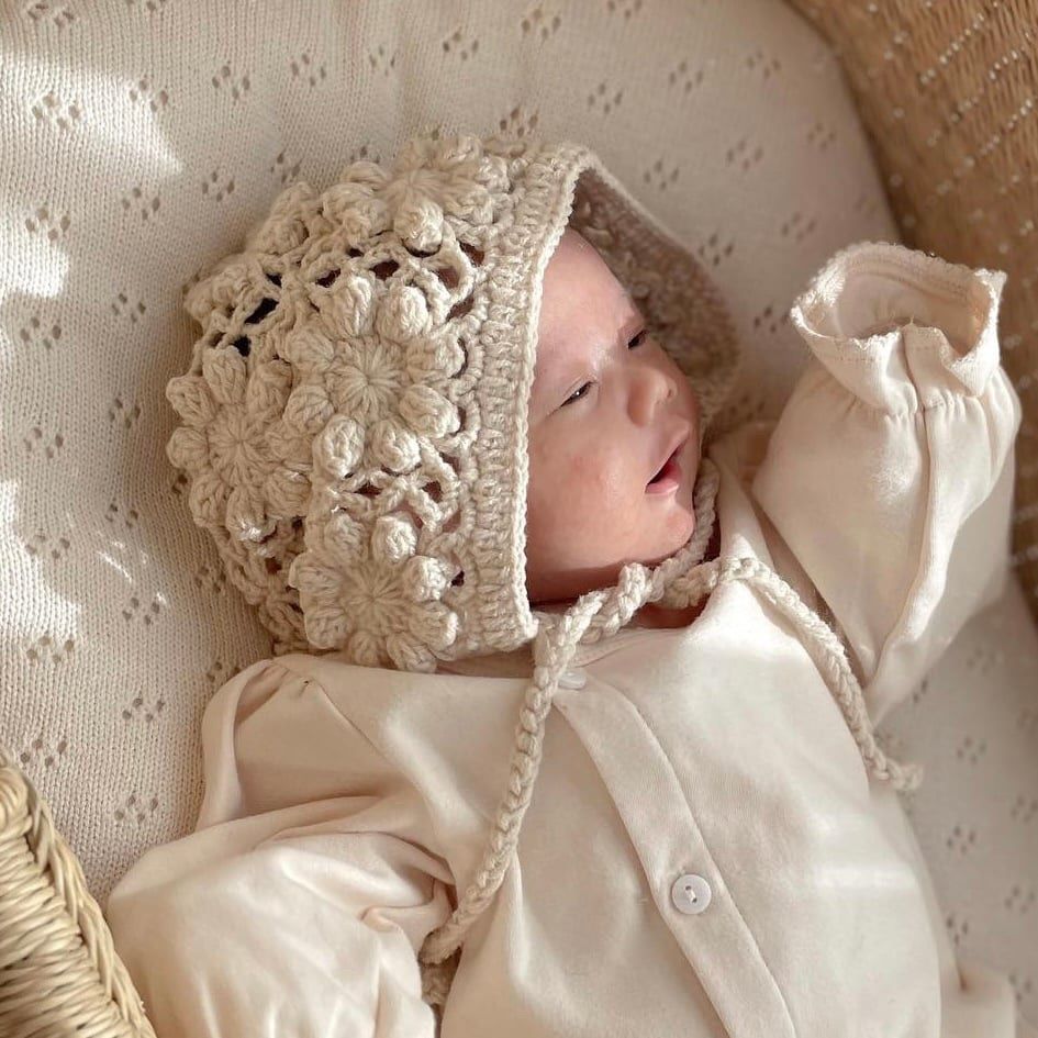 今だけSALE】帽子 ボンネット ベビー用 コットン100％ ハンドメイド