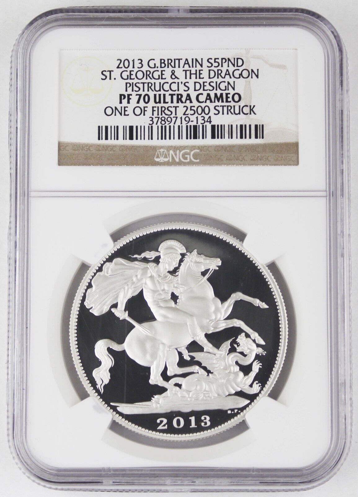 Great Britain 2013 Silver Proof ￡5 Pounds St. George Dragon NGC PF70 Ultra Cam