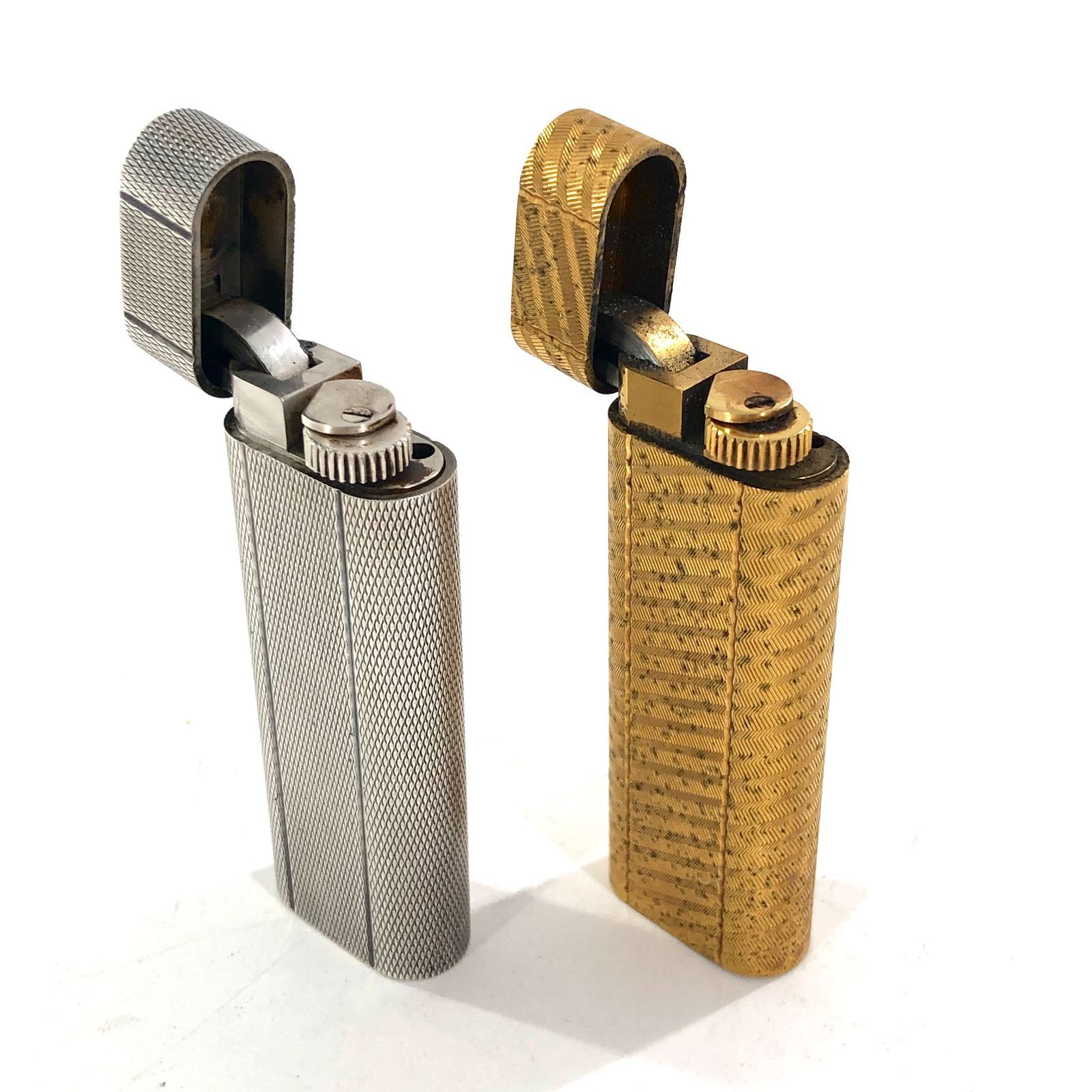 Cartier カルティエ ローラー式 ガスライター 2点セット オーバル シルバー ゴールド 火花 済 OE-633