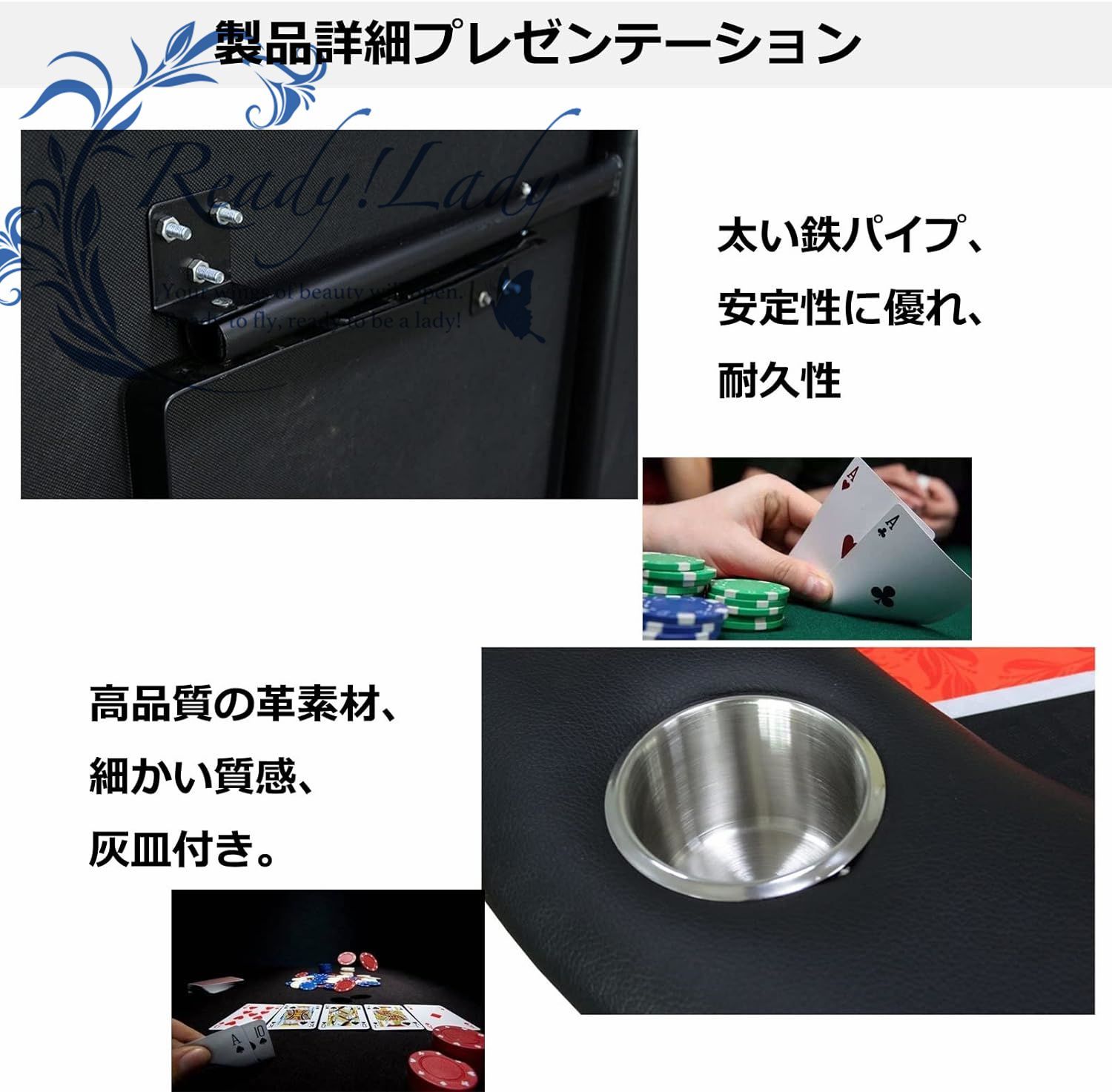 ポーカーテーブル、8-10人用 折りたたみ式 ポーカーテーブル