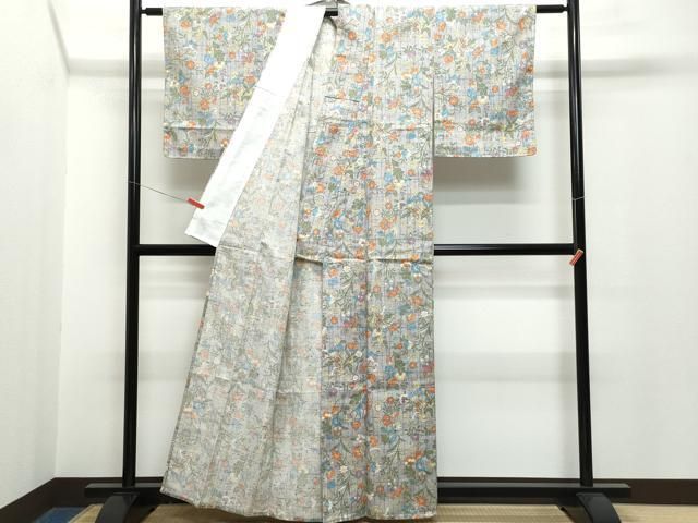 平和屋着物▽上質な紬 単衣 更紗花唐草文 正絹 逸品 CAAQ0311vf - メルカリ 