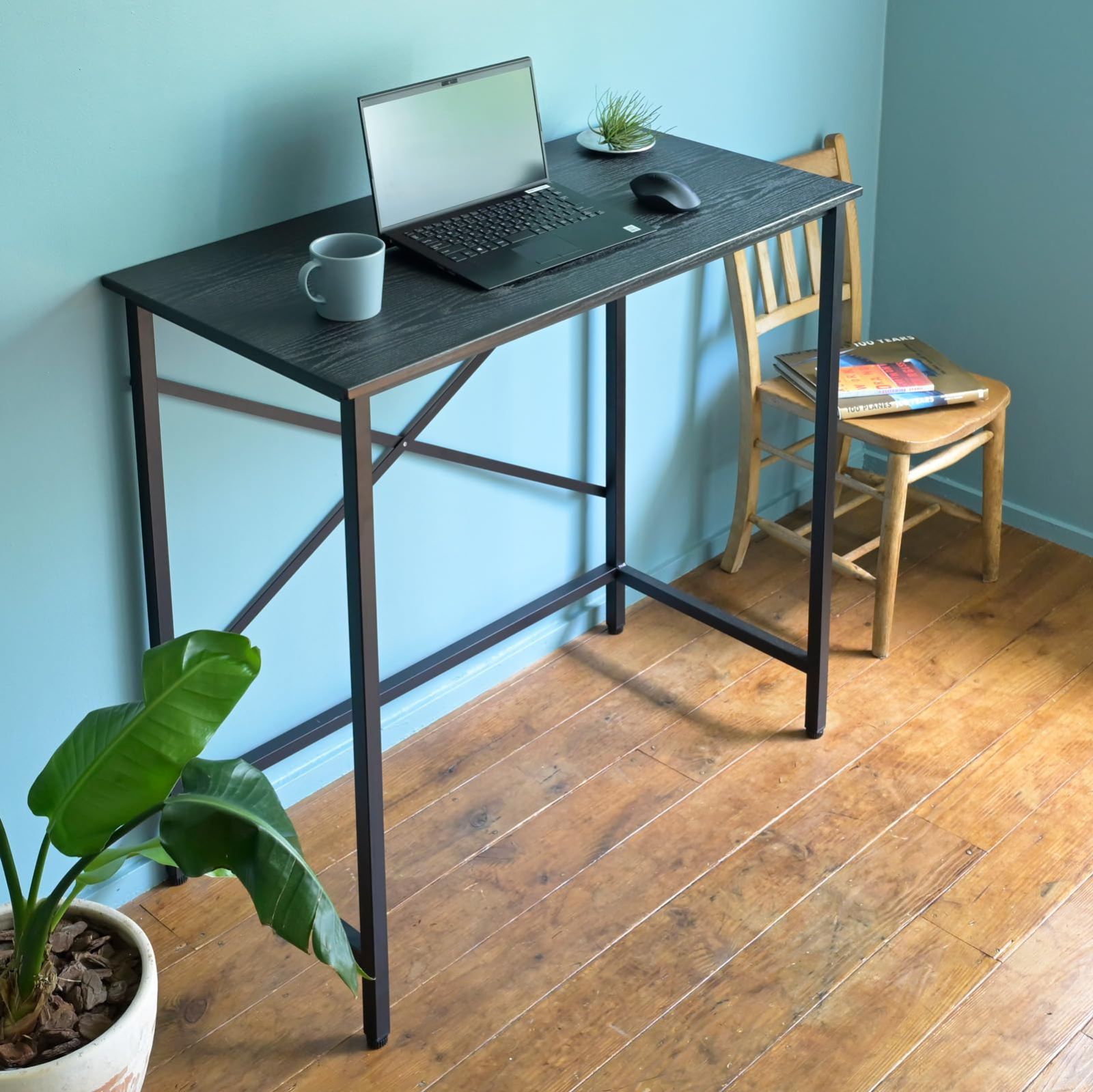 勉強机 パソコンデスク 高さ固定 机 耐荷重60㎏ 組立品 幅100×奥行48×高さ100cm ブラック スタンディングデスク デスク FSD-1048 BK 山善 YAMAZEN