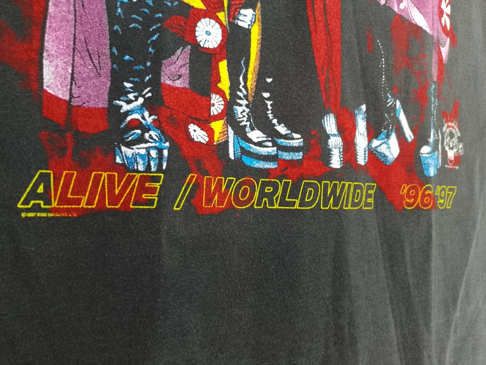 21 USA製 KISS キッス Tシャツ ウォッシュブラック Lサイズ 美品