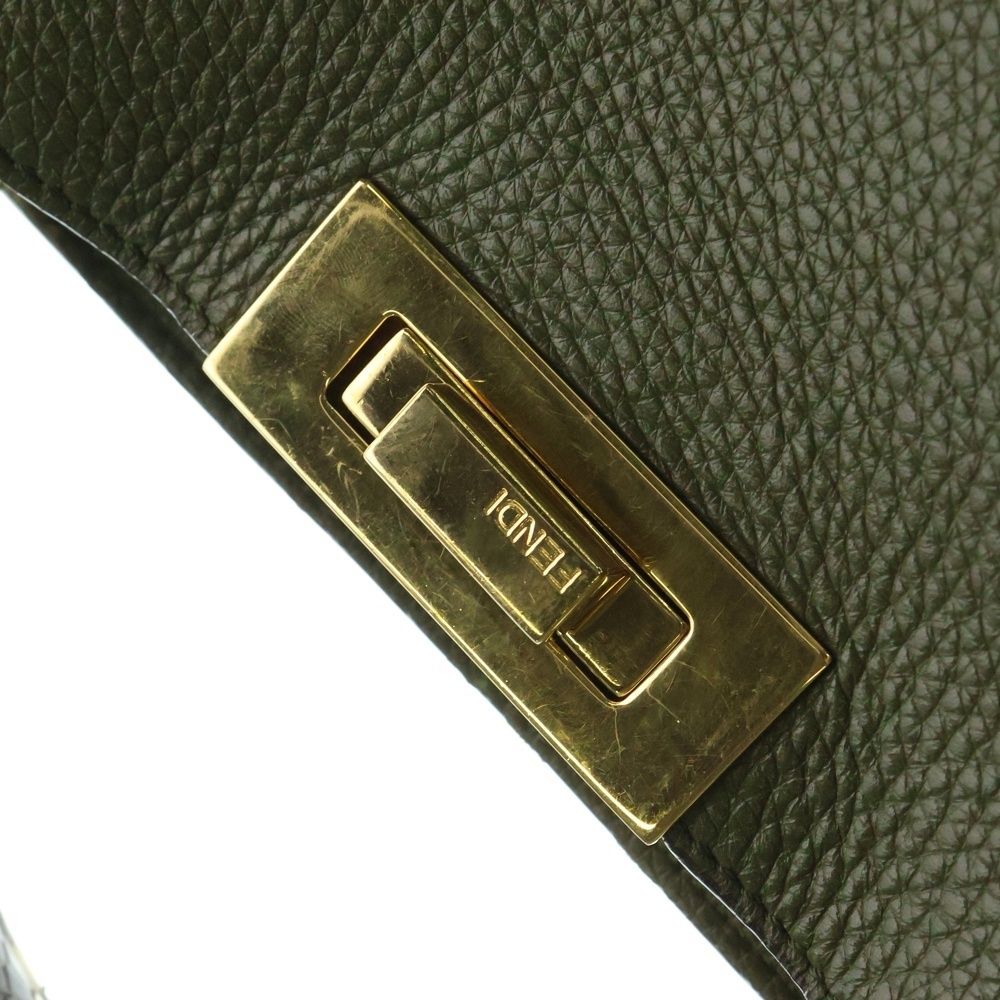 FENDI フェンディ ピーカブー ラージ パイソン コンビレザー 2WAY ハンド ショルダーバッグ ゴールド金具 グリーン DECORATOM_COM_BR