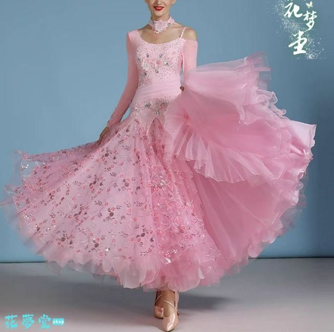 25年 ♥社交ダンスドレス スタンダードドレス モダンダンス 刺繍 オーダーメイド 撮影会 舞台 イベント 原野空間-108