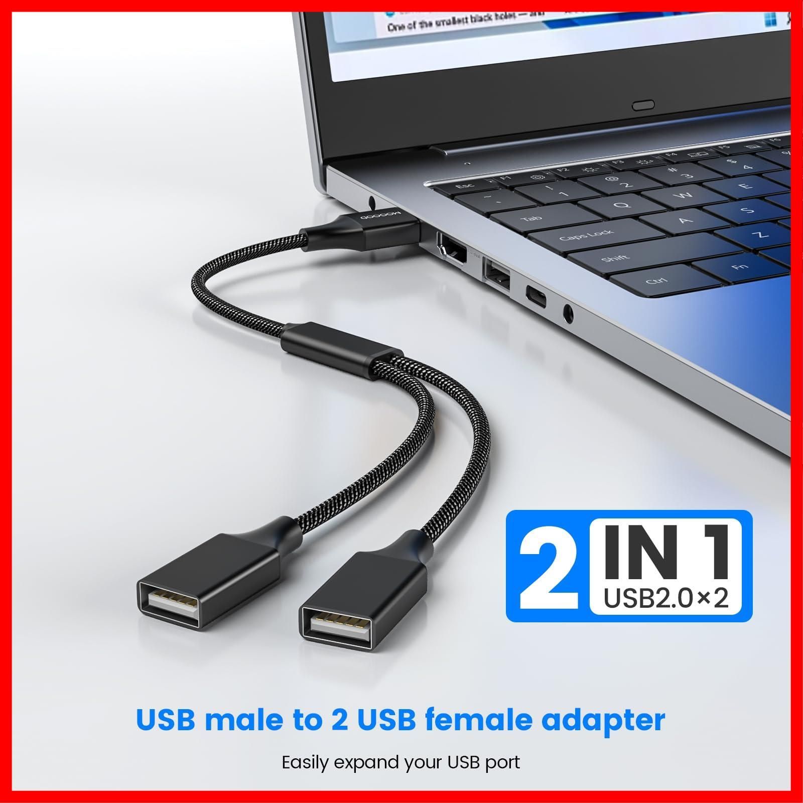 在庫処分】MOGOOD USB分岐器 USBスプリッタYケーブル 1進2出アダプタ 