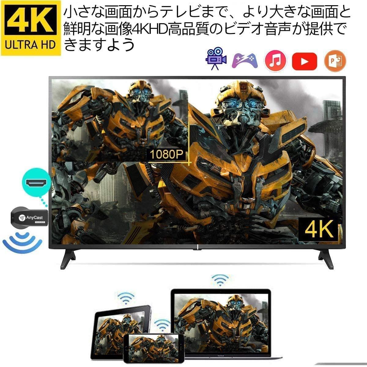 iPhone Androidスマホ PCの画面をテレビやモニターにミラーリング