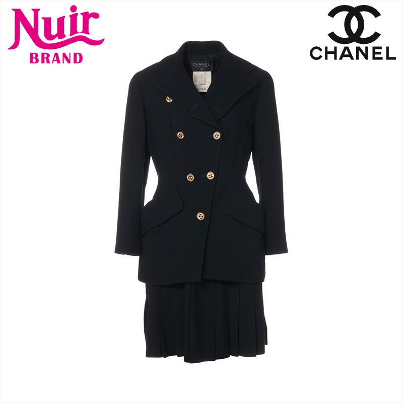 CHANEL シャネル セットアップ 1991 ココマークボタン セットアップ スカート ウール 40