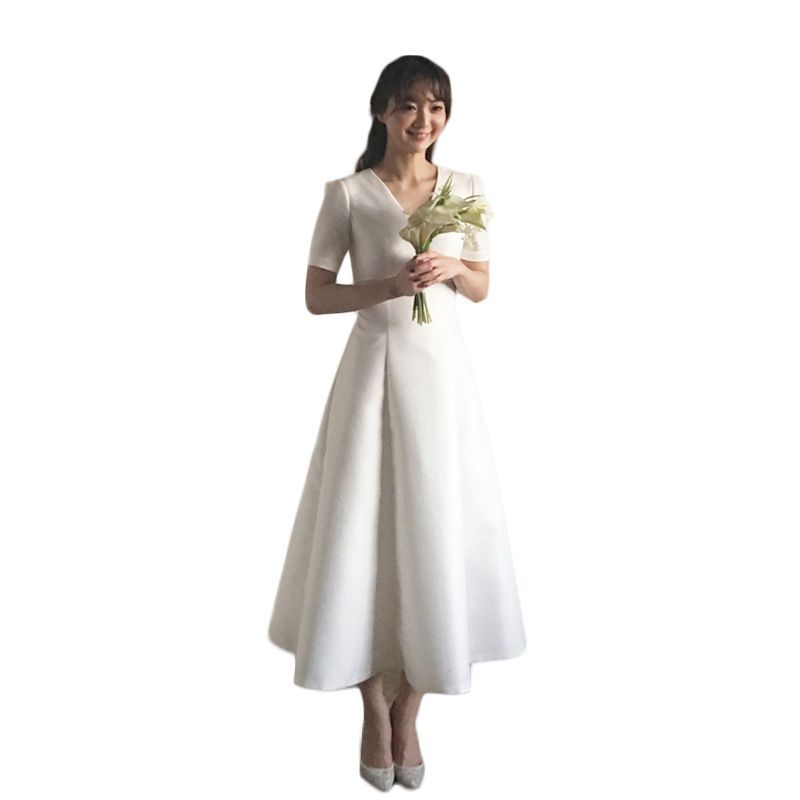 旅拍 轻婚纱 ロングトレーン ウエディングドレス 主婚纱 森系 新娘 超仙 梦幻 小柄向け シンプル MAAHADDERANG_COM