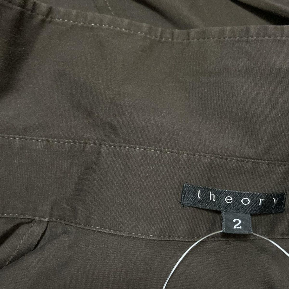 Theory - theory(セオリー) 長袖シャツブラウス サイズ2 S レディース - ダークブラウン 長袖/ダブルポケット theory(セオリー) 長袖シャツブラウス サイズ2 S レディース