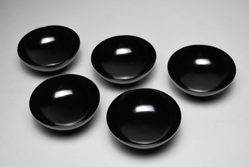 蔵A4137c 輪島塗 蒔絵菊花図 菓子椀 五客