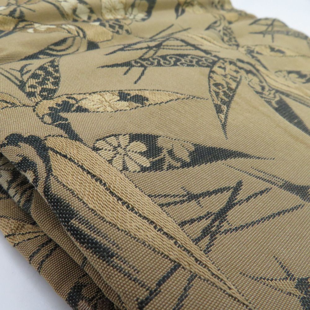 【極アンティーク】半幅帯 唐草鳳凰柄 花文様 刺繍 ブラウン 茶色 極アンティーク】半幅帯 唐草鳳凰柄 花文様 刺繍 ブラウン 茶色