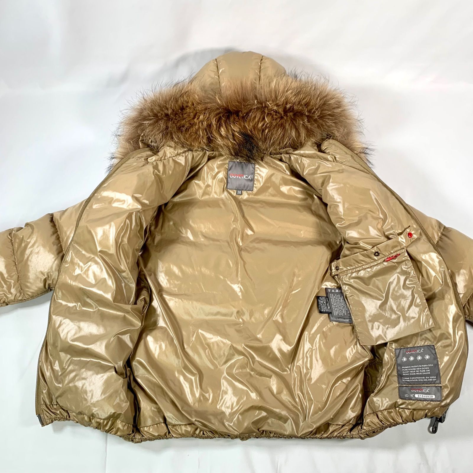美品】デュベティカアダラダウンジャケットベージュリアルファー38