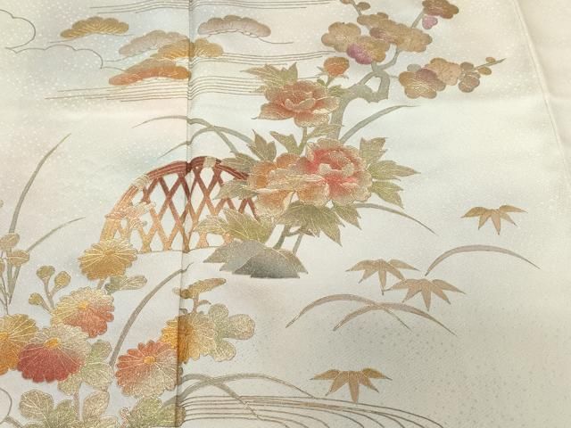 平和屋着物○訪問着 友禅 作家物 枝花文 暈し染め 正絹