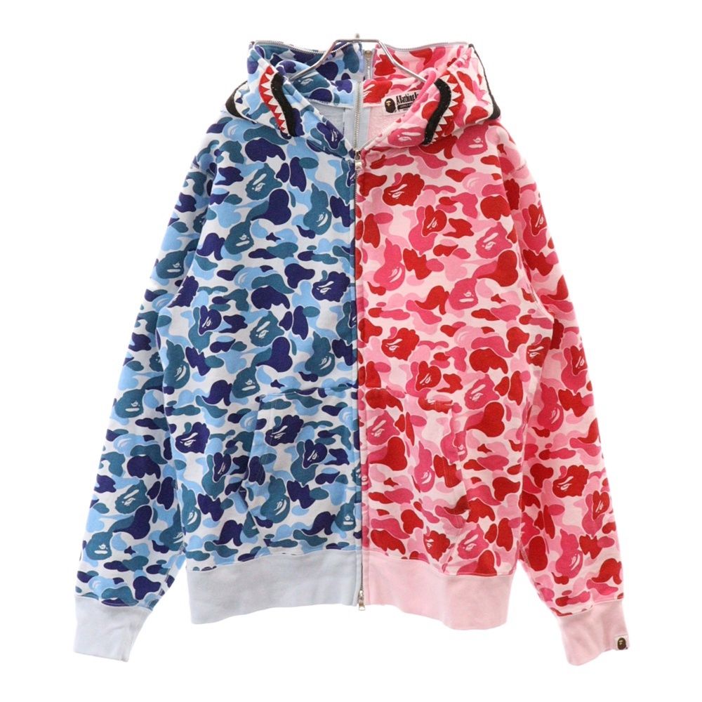 A BATHING APE (アベイシングエイプ) ABC CAMO SEPARATE SHARK FULL ZIP HOODIE シャーク マルチカモ ジップアップフーディー スウェット パーカー レッド/ブルー 001ZPK701011F