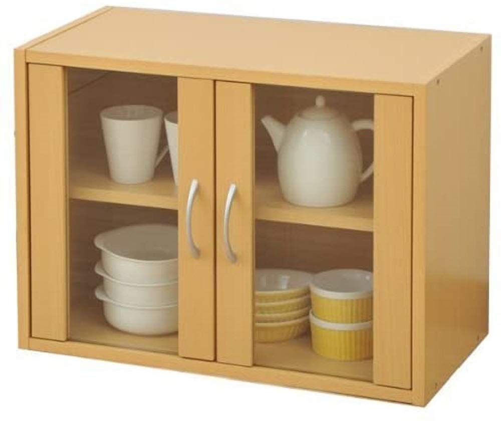 新着商品 山善 YAMAZEN 食器棚ガラスキャビネット 幅60高さ45 ナチュラル CCB-4560 NB