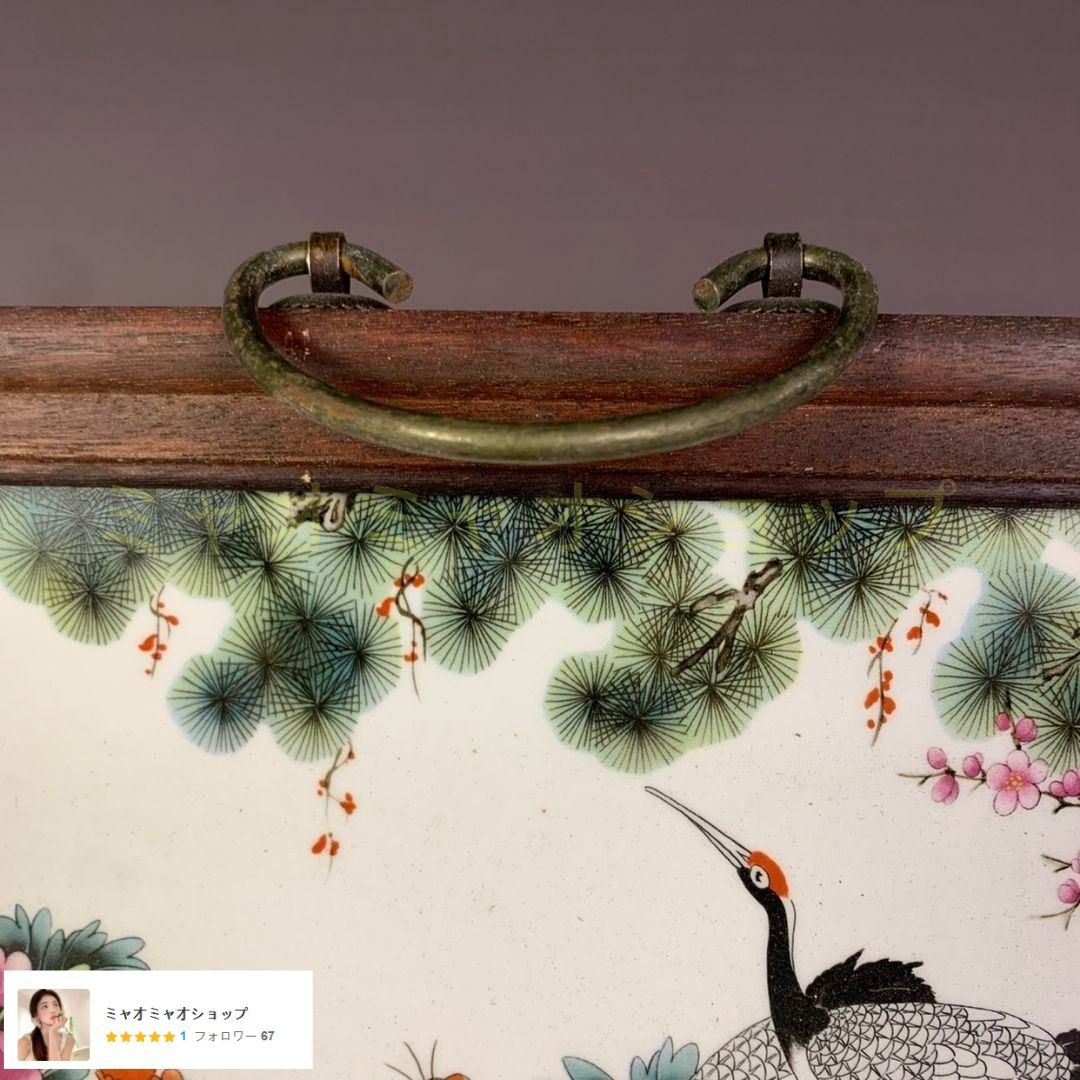 景徳鎮 粉彩六鶴同春図 陶板画 応接間玄関 茶室 書斎 装飾品 工芸品 置物 景徳鎮 粉彩六鶴同春図 陶板画 掛飾 装飾品 工芸品 美術品 置物
