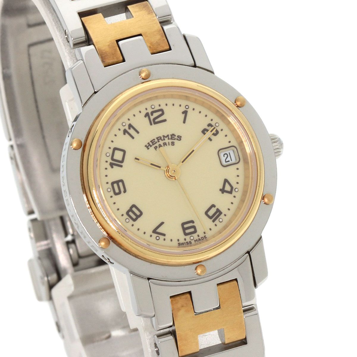 HERMES エルメス CL4.220 クリッパー 腕時計 SS SSxGP