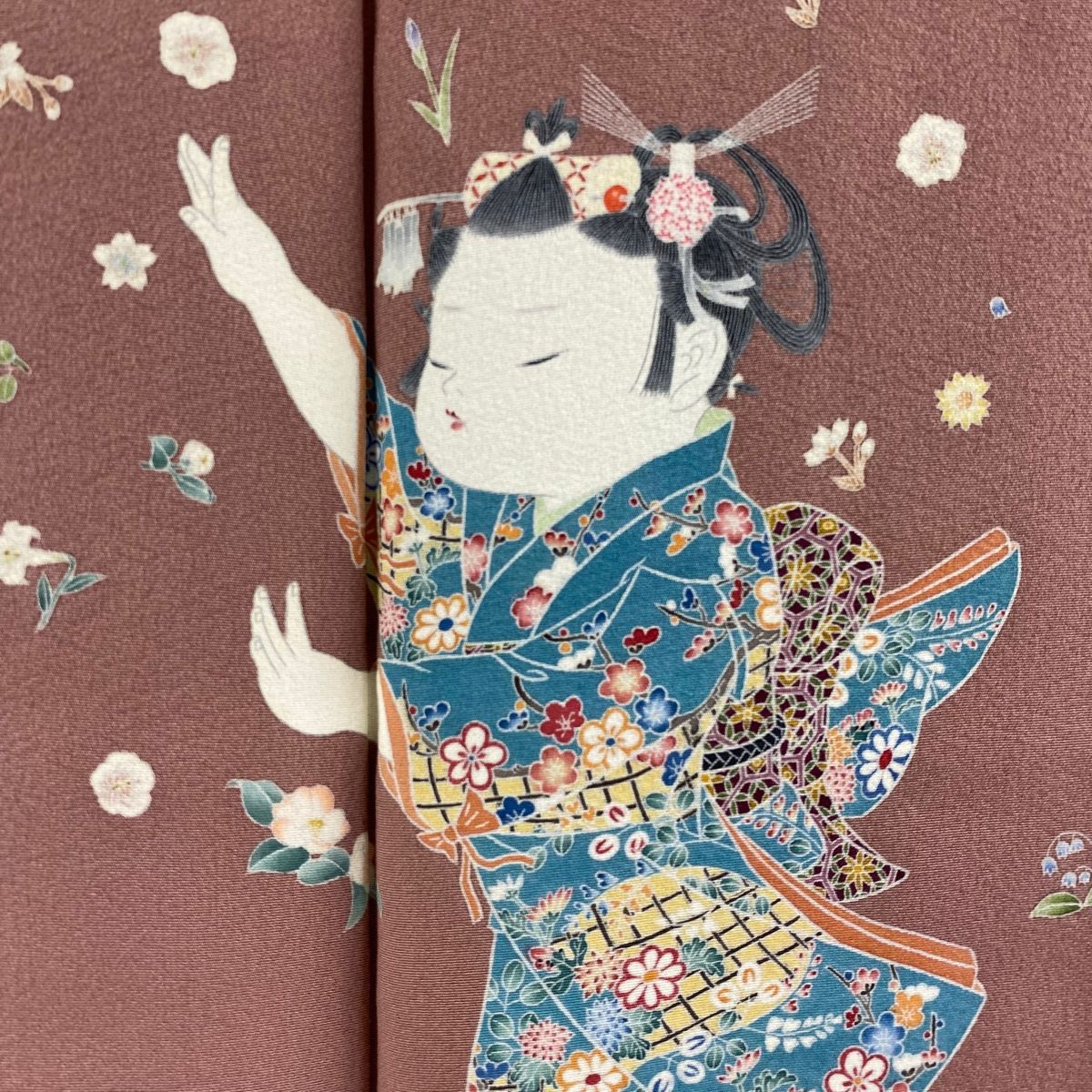 訪問着 適法 身丈162cm 裄丈64cm M 袷 由水十久 落款 草花 