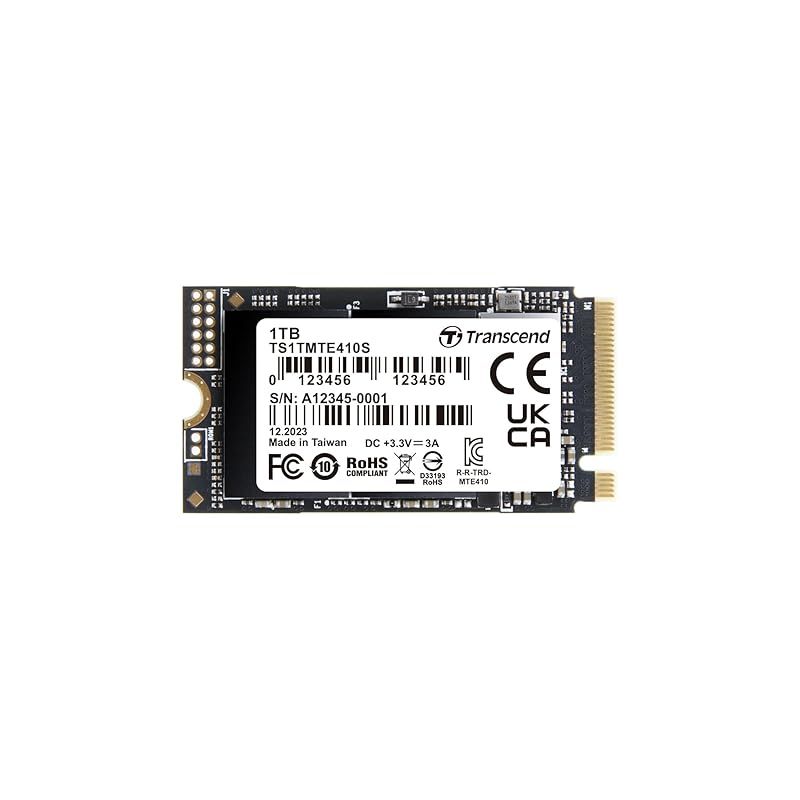 トランセンド M.2 NVMe SSD 1TB 2242 PCIe Gen4×4 最大読込み:5，000MB/s 最大書込み:3，500MB/s M Key TS1TMTE410S