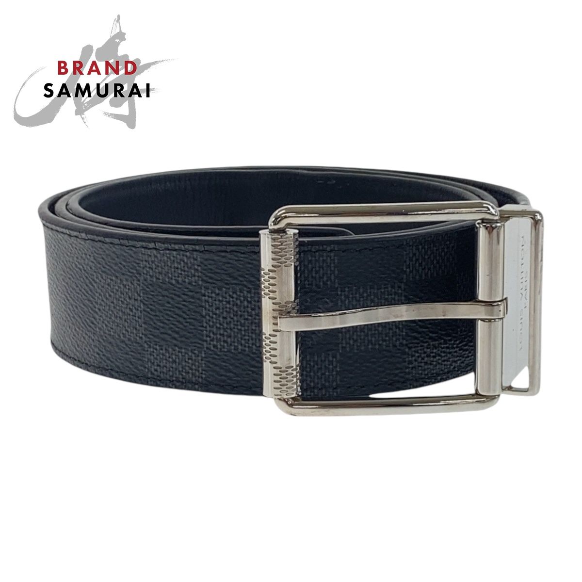 LOUIS VUITTON ルイヴィトン ダミエ サンチュール ブラック 黒 シルバー金具 レザー ベルト リバーシブル メンズ 409592【中古】