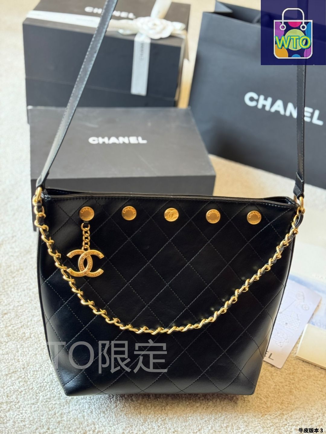 【25P ビジネスシーンでも活躍◎】CHANEL バスケットバッグ 今日特価】Chanel 25P リベット バケツバッグ 22×25cm-WTO輸入1
