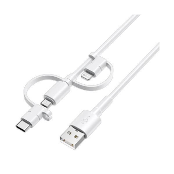 まとめ ハイディスク3in1ケーブル 1m ホワイト 高速充電2.4A対応 HD-3IN1MLC1WH 1本 ×3セット