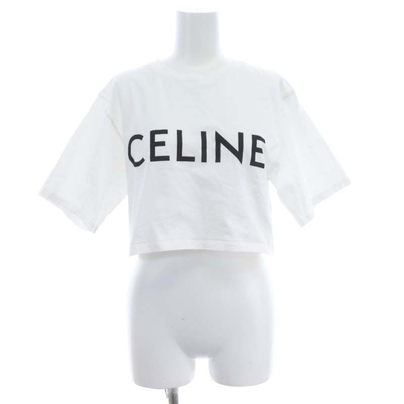 CELINE◆Tシャツ/XS/コットン/WHT/ロゴプリント/2X761671Q// セリーヌ CELINE Tシャツ カットソー クロップド ショート丈
